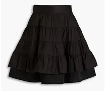 Fanfan tiered cotton-twill mini skirt - Black