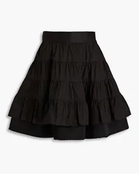 Sandro Tiered cotton-twill mini skirt - Black Black