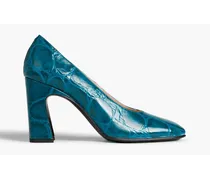 Croc-effect leather pumps - Blue