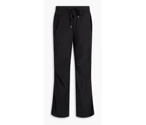 Stretch cotton-poplin wide-leg pants - Black