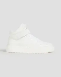 Ganni Faux leather and canvas high-top sneakers - White White