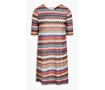 Crochet-knit mini dress - Brown