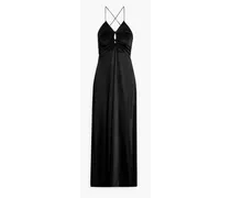 Ruched cutout crepe maxi dress - Black