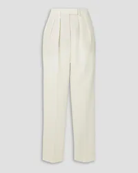 Akris Fidelia pleated cotton and linen-blend twill tapered pants - White White