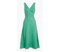 Rachel bow-embellished linen midi dress - Green