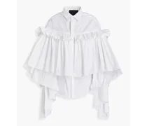 Ruffled cotton-blend poplin shirt - White
