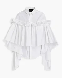 RED Valentino Ruffled cotton-blend poplin shirt - White White