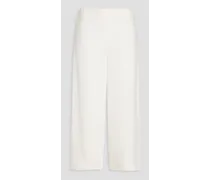 Cropped silk-crepe wide-leg pants - White