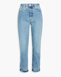 Frame Denim Le Mec faded high-rise tapered jeans - Blue Blue