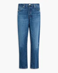 Frame Denim Le Mec faded high-rise tapered jeans - Blue Blue