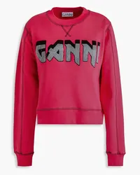 Ganni Embroidered fleece sweatshirt - Pink Pink