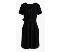 Satin-trimmed wool-crepe dress - Black