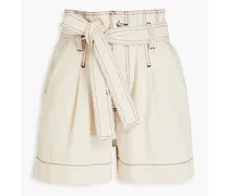 Ellen belted denim shorts - White