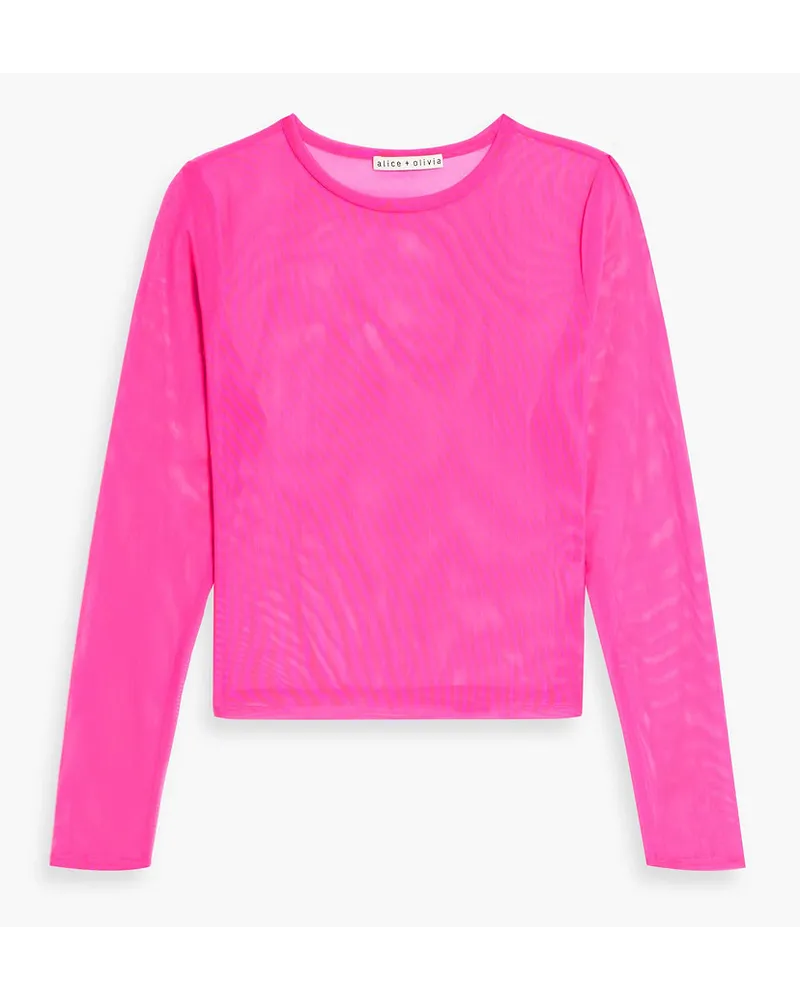 Alice + Olivia Alice Olivia - Delania cropped mesh top - Pink Pink