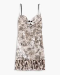 Nensi Dojaka Leopard-print silk chiffon-paneled sequined tulle mini dress - Neutral Neutral