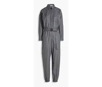 Embellished mélange wool-blend felt jumpsuit - Gray
