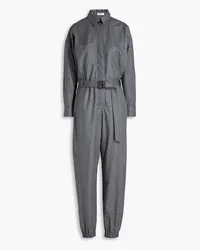 Brunello Cucinelli Embellished mélange wool-blend felt jumpsuit - Gray Gray