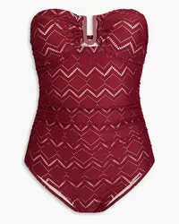 Zimmermann Pointelle-knit bandeau swimsuit - Burgundy Burgundy