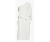 Lois one-shoulder draped stretch-crepe dress - White