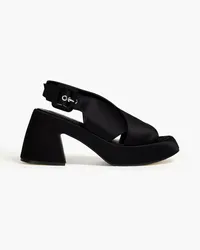 Ganni Satin platform slingback sandals - Black Black