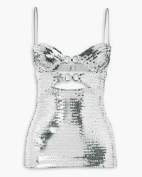 Nensi Dojaka Embellished cutout sequined tulle top - Metallic Metallic