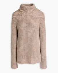 Giorgio Armani Ribbed wool, silk and cashmere-blend turtleneck sweater - Neutral Neutral