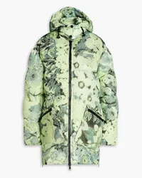 Ganni Margarita oversized quilted printed shell hooded jacket - Green Green