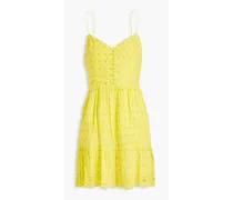 Alice Olivia - Fae gathered broderie anglaise mini dress - Yellow