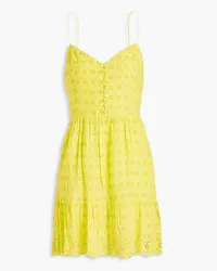 Alice + Olivia Alice Olivia - Fae gathered broderie anglaise mini dress - Yellow Yellow