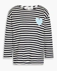 Chinti & Parker Embroidered striped cotton-jersey top - Blue Blue