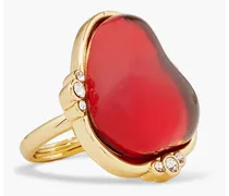 Gold-tone stone ring - Red