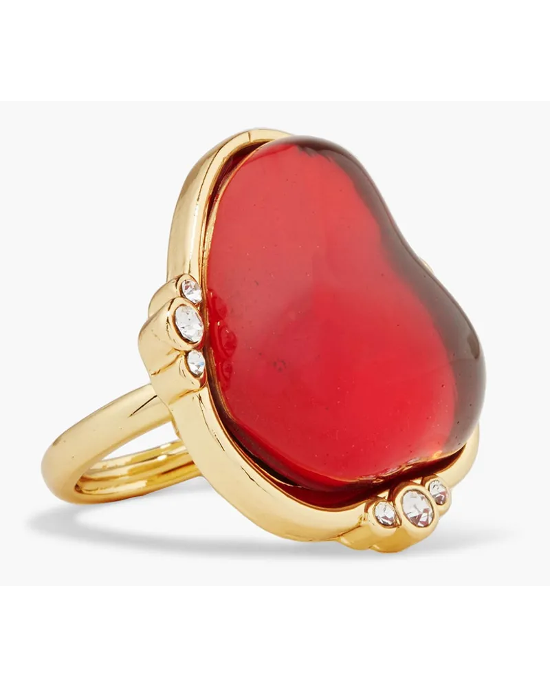 Gold-tone stone ring - Red