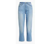 Nina cropped faded high-rise straight-leg jeans - Blue