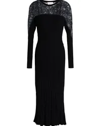 RED Valentino Lace-paneled ribbed-knit midi dress - Black Black