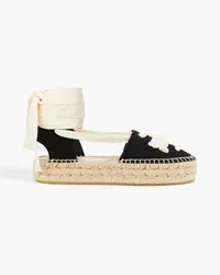 Tory Burch Suede-trimmed canvas platform espadrilles - Black Black