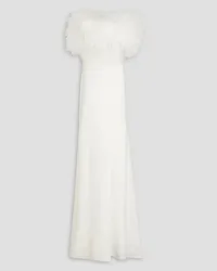 Jenny Packham Strapless feather-embellished crepe gown - White White