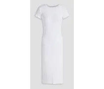 Ribbed stretch cotton and modal-blend jersey midi dress - White