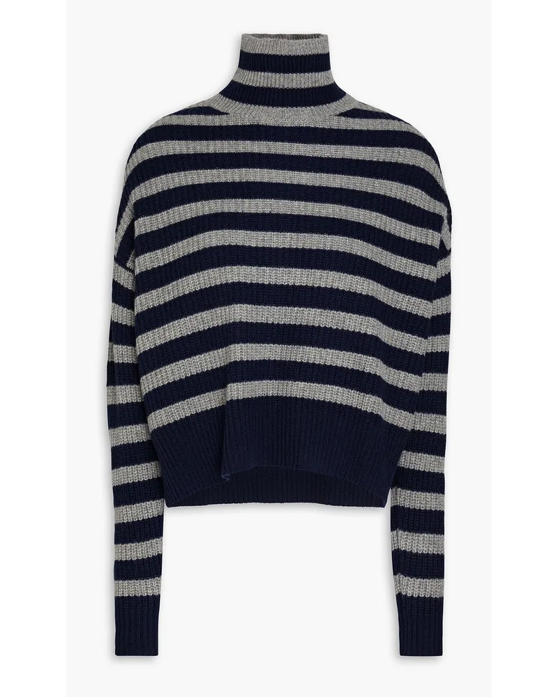 Autumn Cashmere Striped cashmere turtleneck sweater - Blue Blue