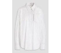 Striped stretch-cotton poplin shirt - White