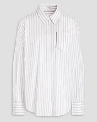 Brunello Cucinelli Striped stretch-cotton poplin shirt - White White