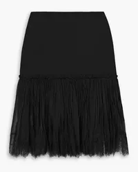 Nensi Dojaka Silk lace-trimmed chiffon and stretch-crepe skirt - Black Black