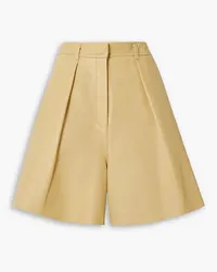 Petar Petrov Gisa pleated leather shorts - Yellow Yellow