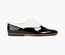 Two-tone smooth and patent-leather brogues - Black