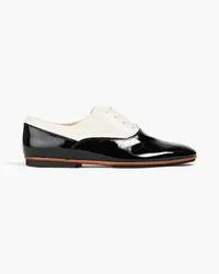 TOD'S Two-tone smooth and patent-leather brogues - Black Black