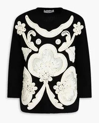 Valentino Garavani Embroidered wool and cashmere-blend sweater - Black Black