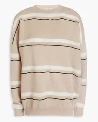 Brunello Cucinelli Striped bead-embellished cashmere sweater - Neutral Neutral