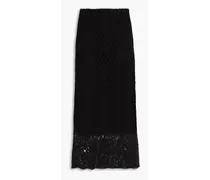 Crochet-knit cotton-blend midi skirt - Black