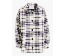 Checked brushed flannel shirt - White