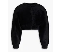 Cropped faux fur cardigan - Black