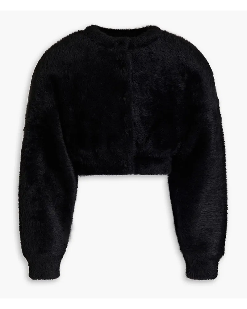 Cropped faux fur cardigan - Black
